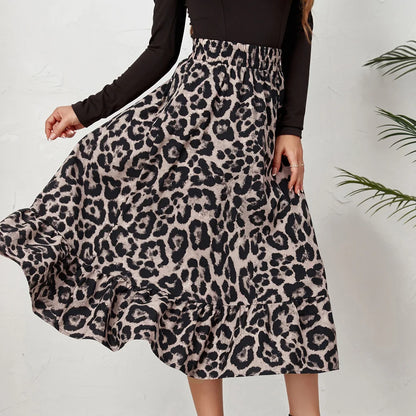 Leona | High-Waist Leopard Print Skirt