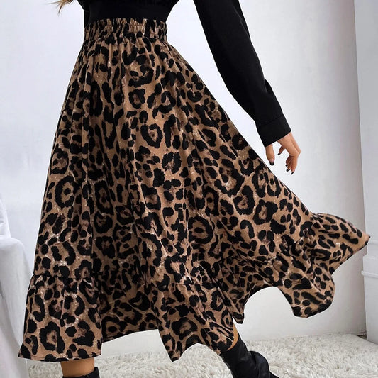 Leona | High-Waist Leopard Print Skirt