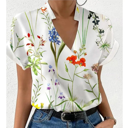 Claudette | Floral V-Neck Blouse