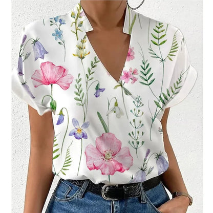 Claudette | Floral V-Neck Blouse