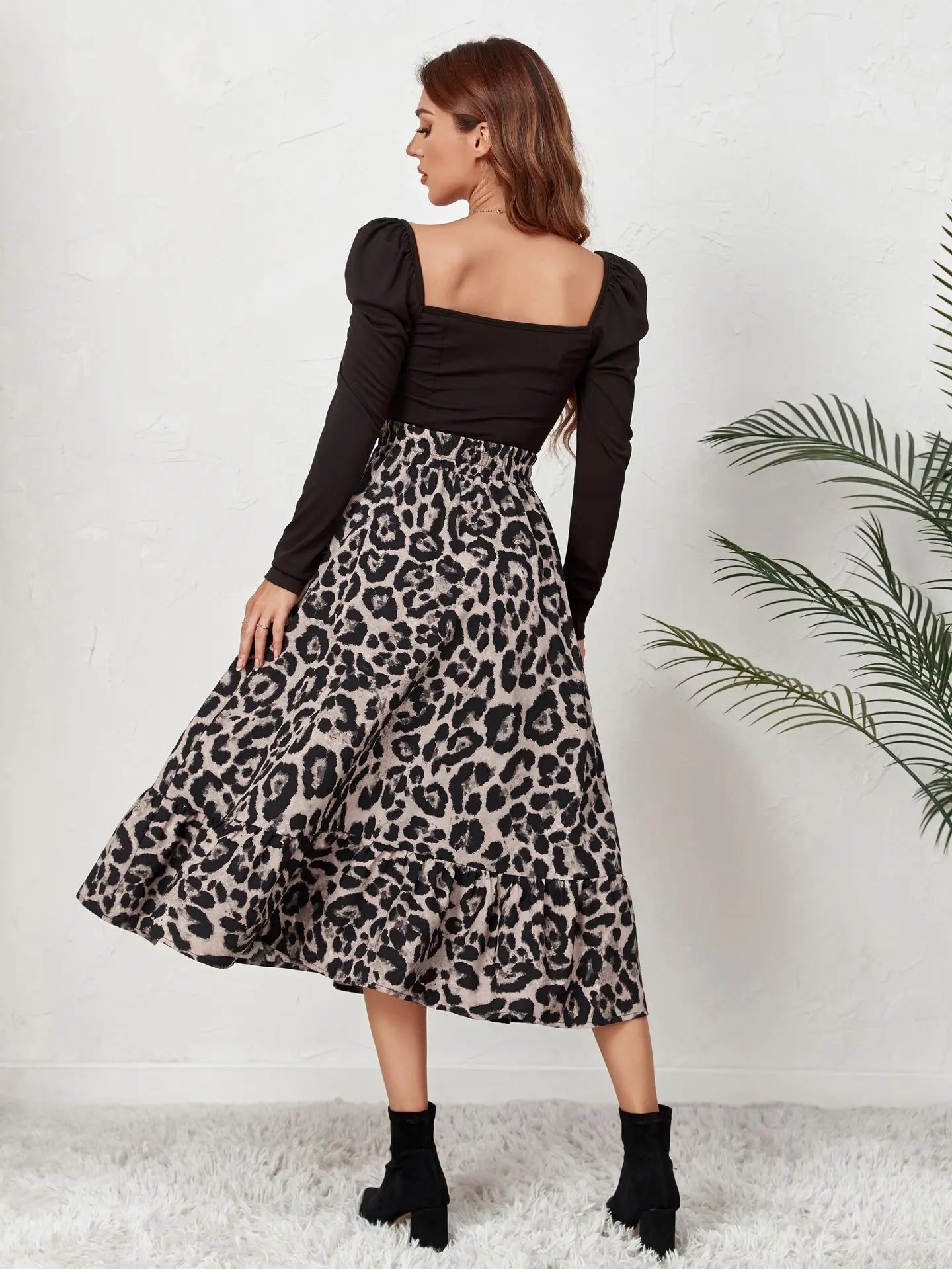 Leona | High-Waist Leopard Print Skirt