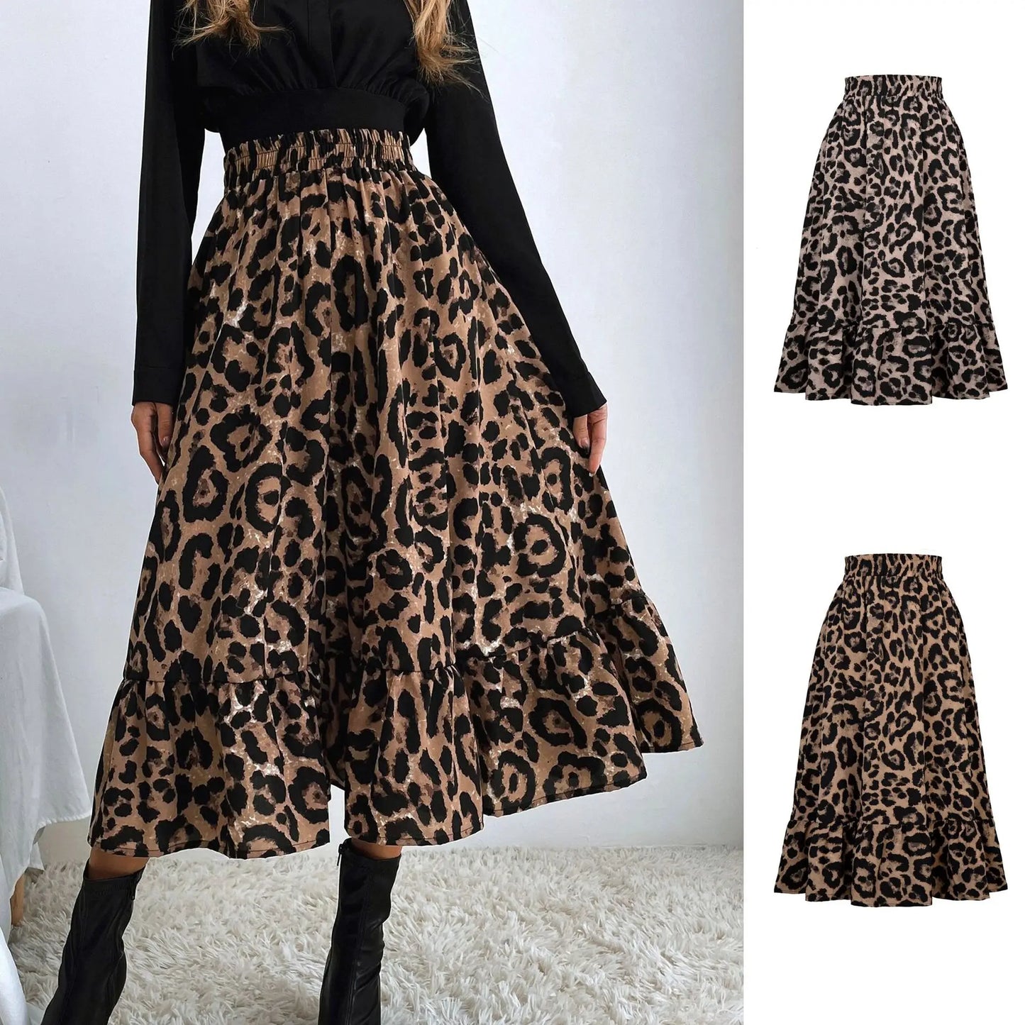 Leona | High-Waist Leopard Print Skirt